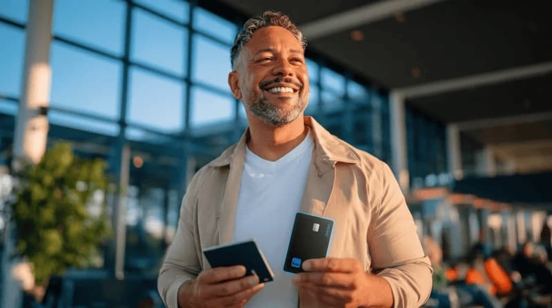 Imagem de homem com cartão Black na mão