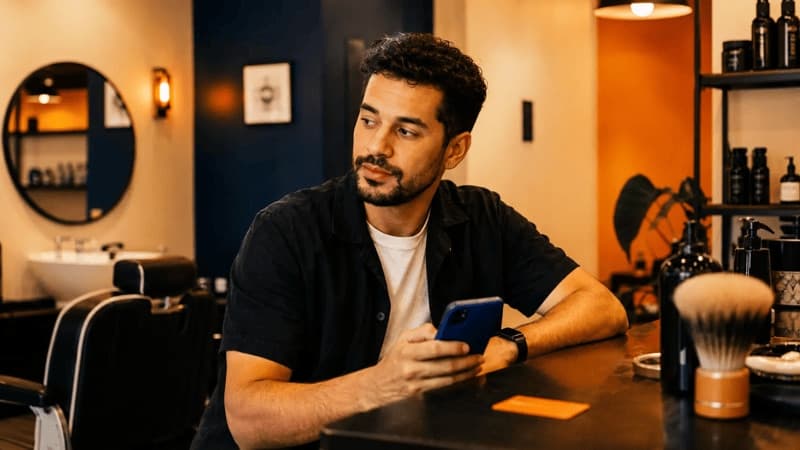 Homem faz venda usando seu celular para recebimento