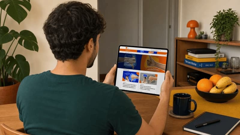Imagem de homem lendo notícias em um tablet