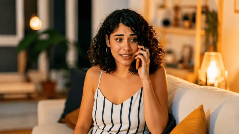 Imagem de uma mulher falando ao telefone