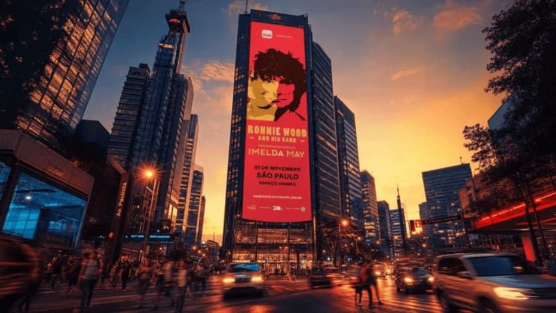Imagem de promoção do show de Ronnie Wood em SP