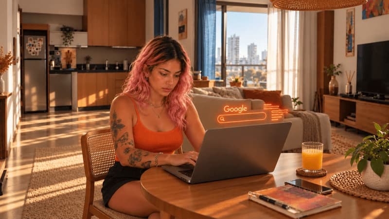 Mulher utilizando laptop